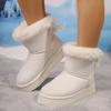 Fashion Women Mid-calf Boots Solid Color Comfortable Shoes Women Thick Plush Thick Sole Boots 2025 New Winter Classic Retro Long Boots