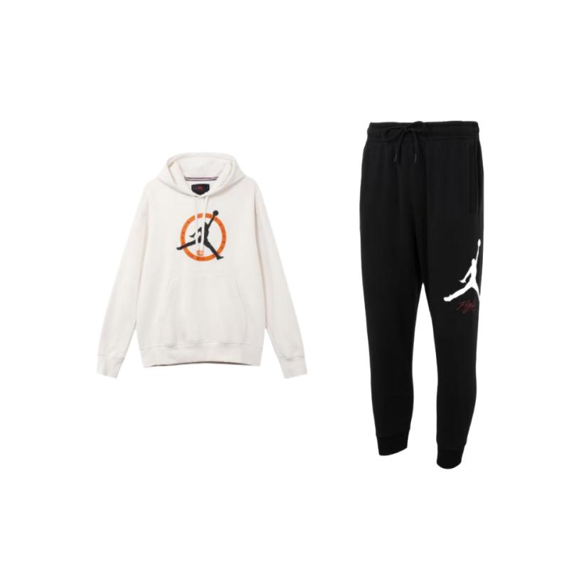 

Jordan As M J Flt Mvp Gfx Flc Po Logo Printed Hoodie Pullover Long Sleeve Drawstring Pants Casual Sports Suit Men suit FD7346-010+FB7051-030 L
