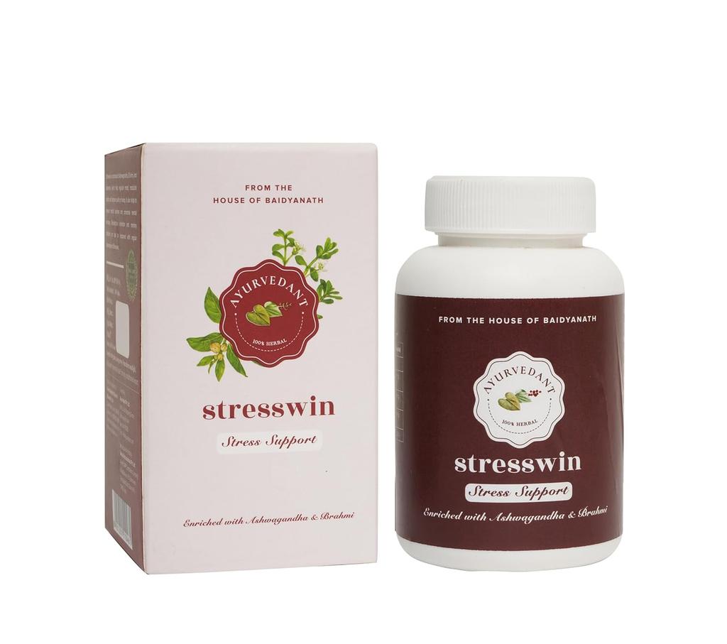 Baidyanath Stresswin Natural Stress Relief Capsules For Relaxation And Mental Balance | 60 Capsules | Promotes Calmness And Emotional Wellness