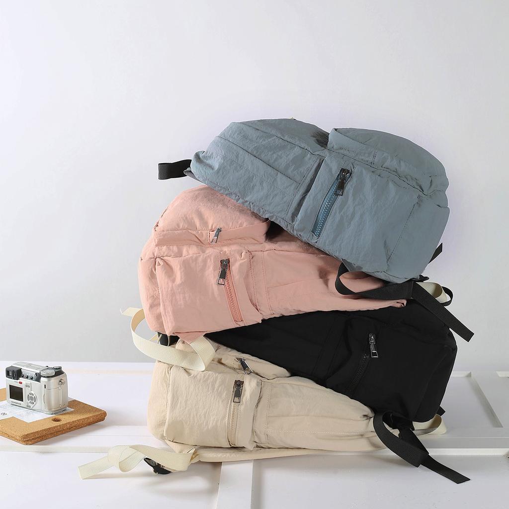 Schoolbag Korean version ins simple solid color backpack Harajuku style big face backpack junior high school college student lightweight versatile