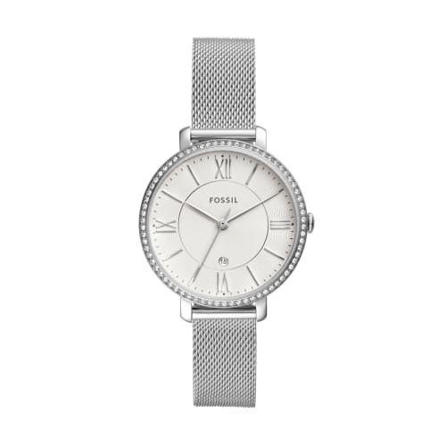

Fossil Jacqueline Women s Watch with Stainless Steel or Leather Band, Analog Display, Silver Mesh, One Size.
