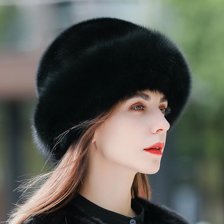 Chapeau de fourrure femme hiver version coréenne de fourrure de vison chaude mode vison Joker hiver fourrure de renard chapeau de pêcheur de neige.