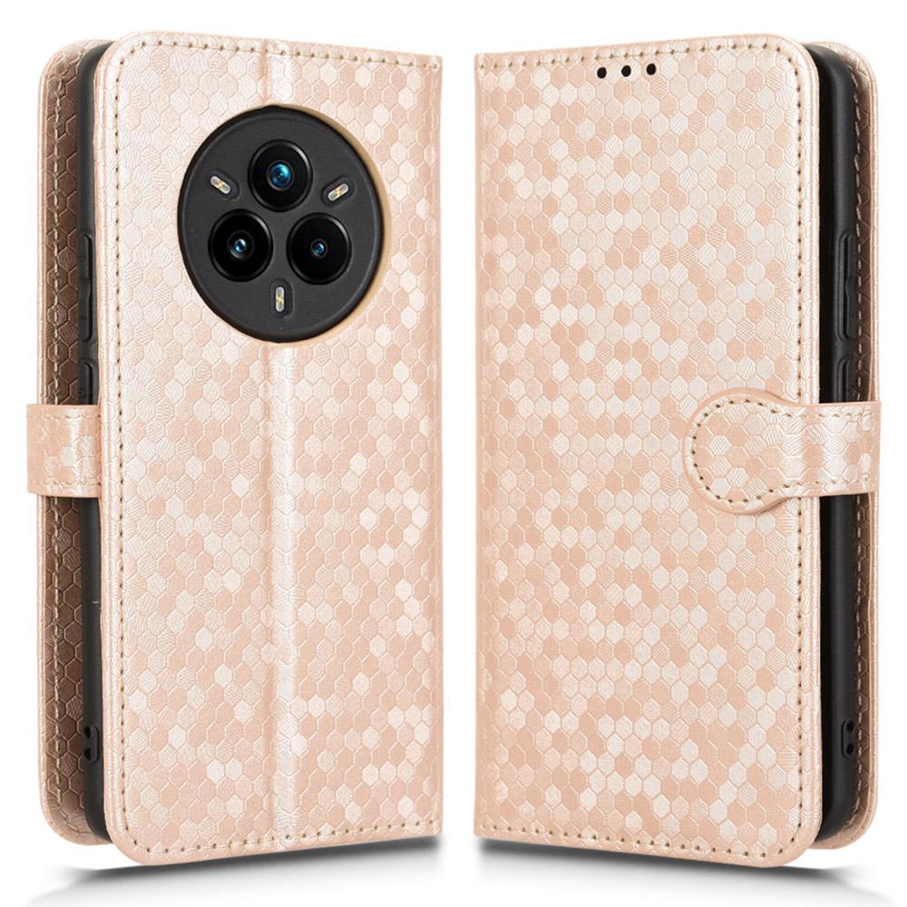 

Для Realme 14 Pro 5G Чохол-гаманець З тисненням у вигляді крапок Шкіряний чохол для телефону з PU Rose Gold