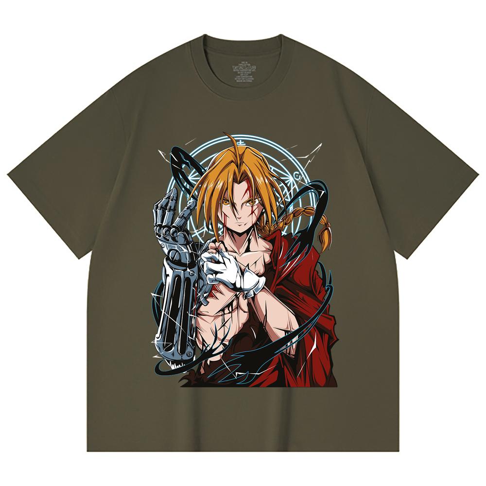 230 Gsm 100% Cotton Fullmetal Alchemist V6 Edward Print Unisex Heavy Cotton T Shirt
