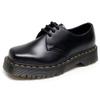 1 thick bottom hole small leather shoes women, low-top leather British square head casual student medium thick muffin