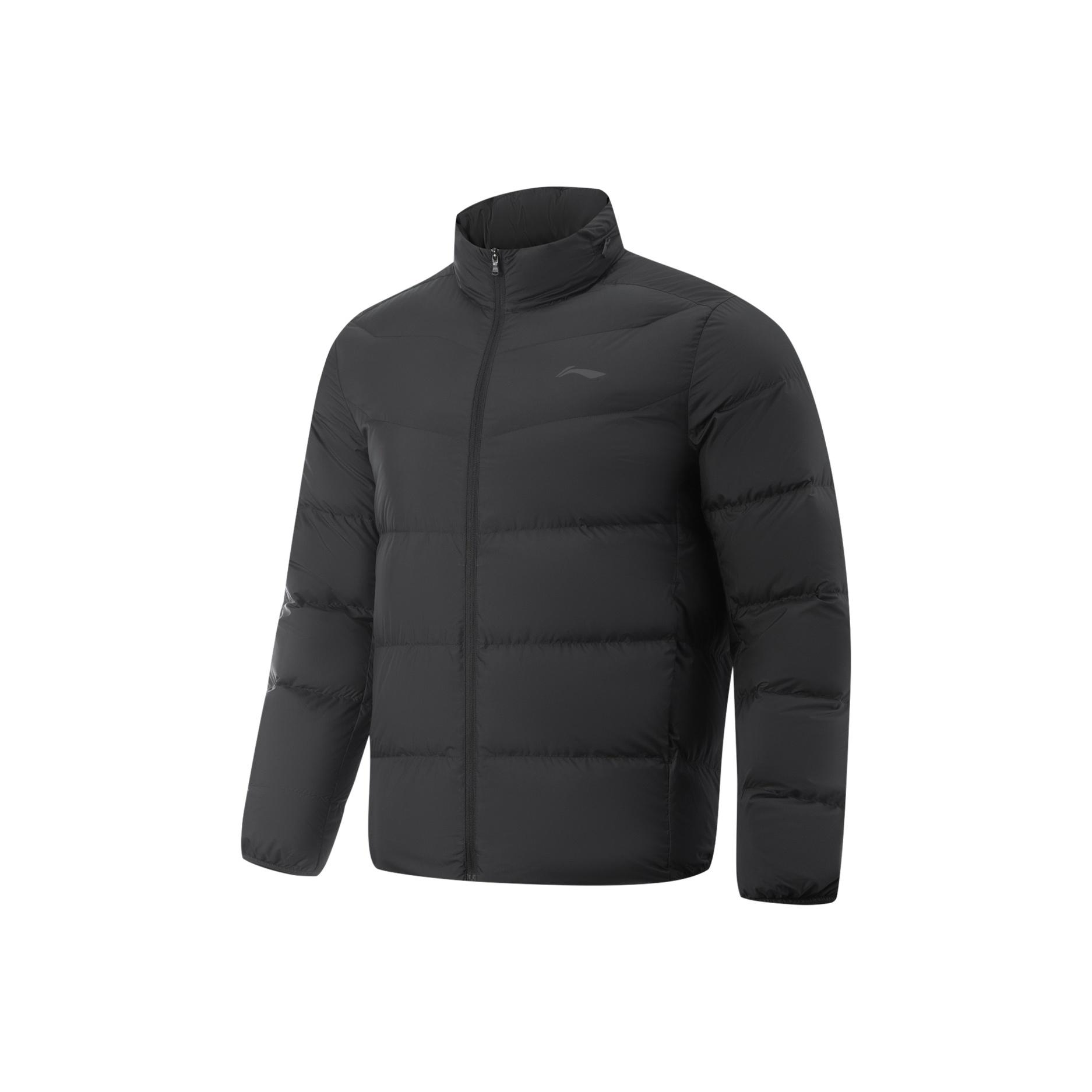 

Li Ning Приталенная короткая пуховая куртка с логотипом и воротником-стойкой Мужская верхняя одежда AYMV221-4 M