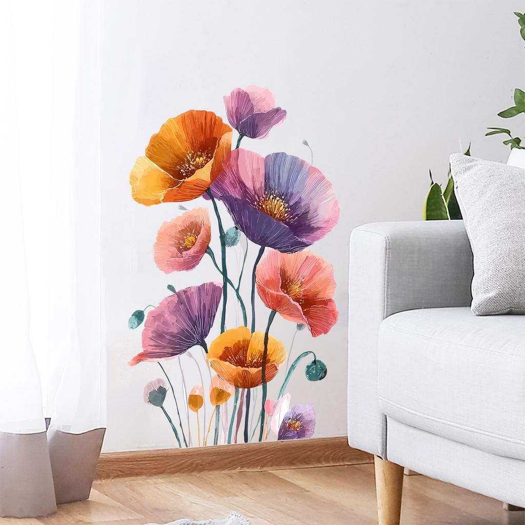 Kreatywne Malowane Maki Naklejki Ścienne do Sypialni, Salonu i Gabinetu - Upiększenie Ściany