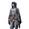 Ethnic Hooded Cape Shawl - Unisex Warm Travel Outerwear Cloak