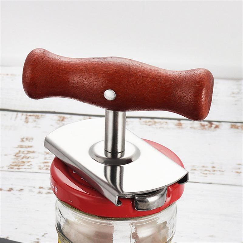1Pc Wooden handle screwdriver Labor-saving screw cap bottle opener Stainless steel screw cap Xiaobao Adjustable can opener Kitchen gadgets