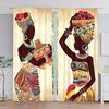 2 Pieces Ancient Ethnic African Woman Window Curtains Living Room Bedroom Kitchen Curtain Drapes Abstract Art Window Treatment