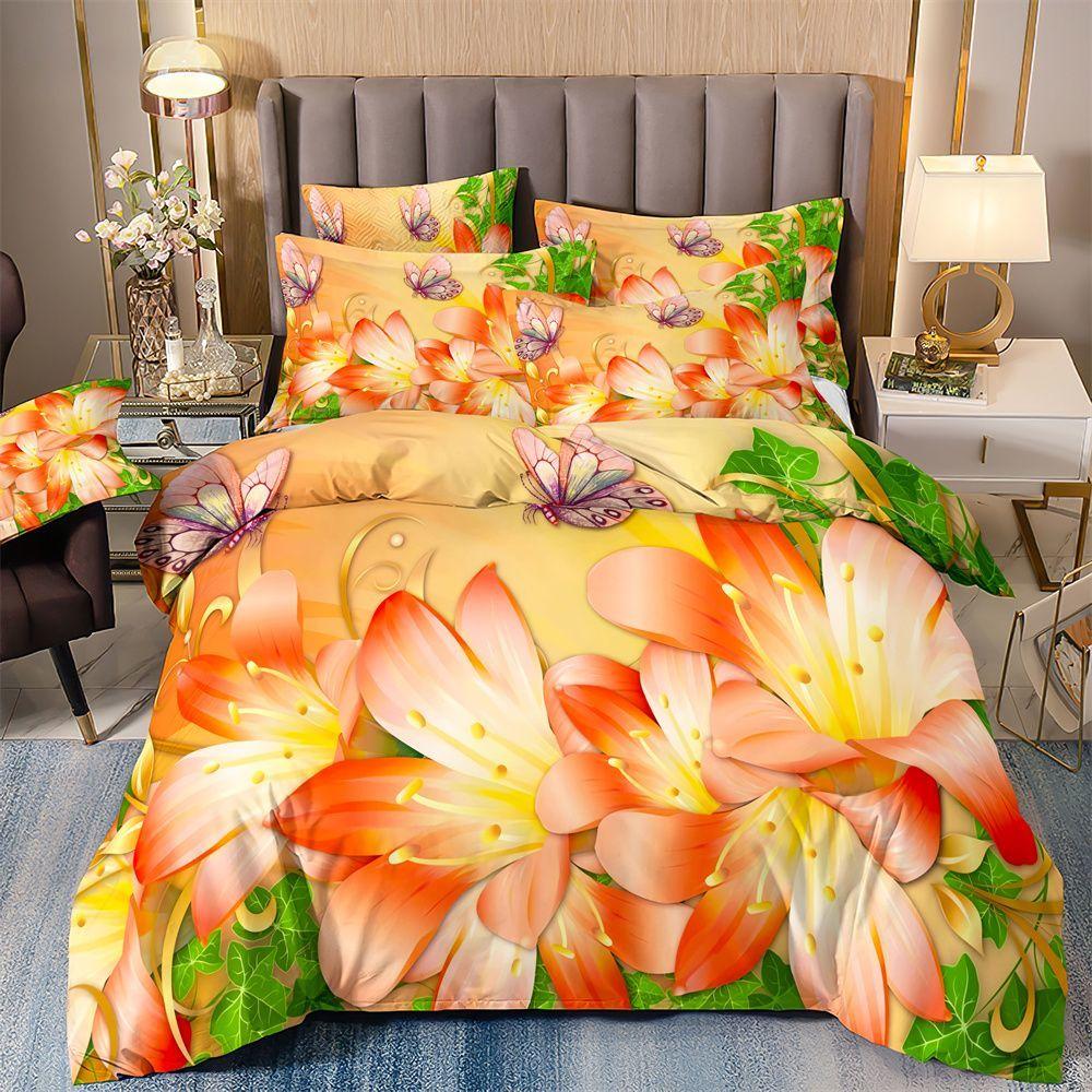 

3D digital printing three-piece bedding set quilt cover pillowcase bedding four seasons universal single double quilt cover EU Super King 220x260cm