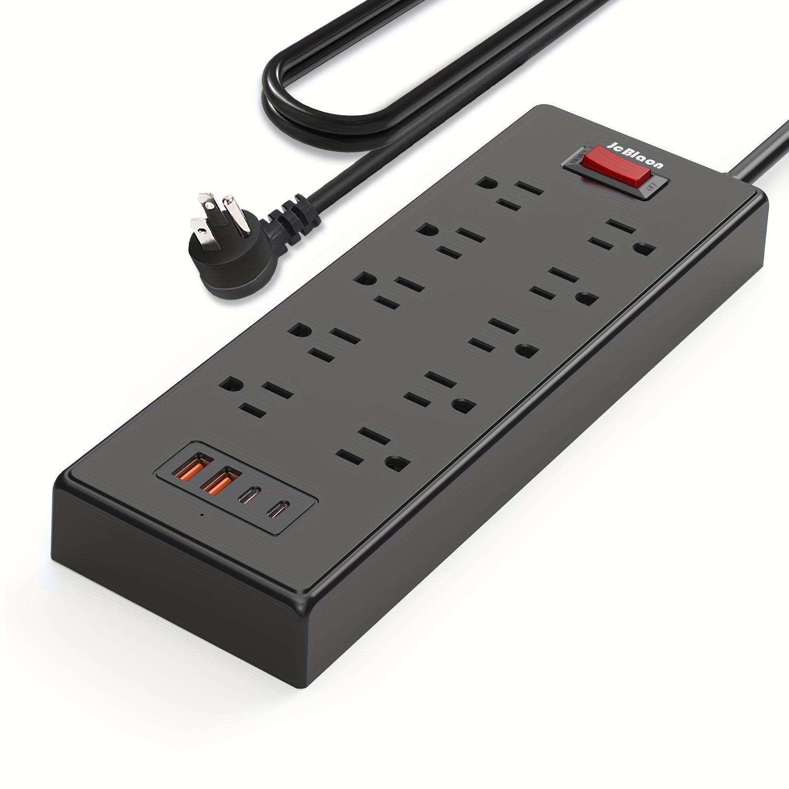 

Socket Extender - Plug Extension Cord with 10 Outlets and 4 USB Ports, 5ft Power Strip Surge Protector,1625W/13A,Wall Mountable US Plug чорний