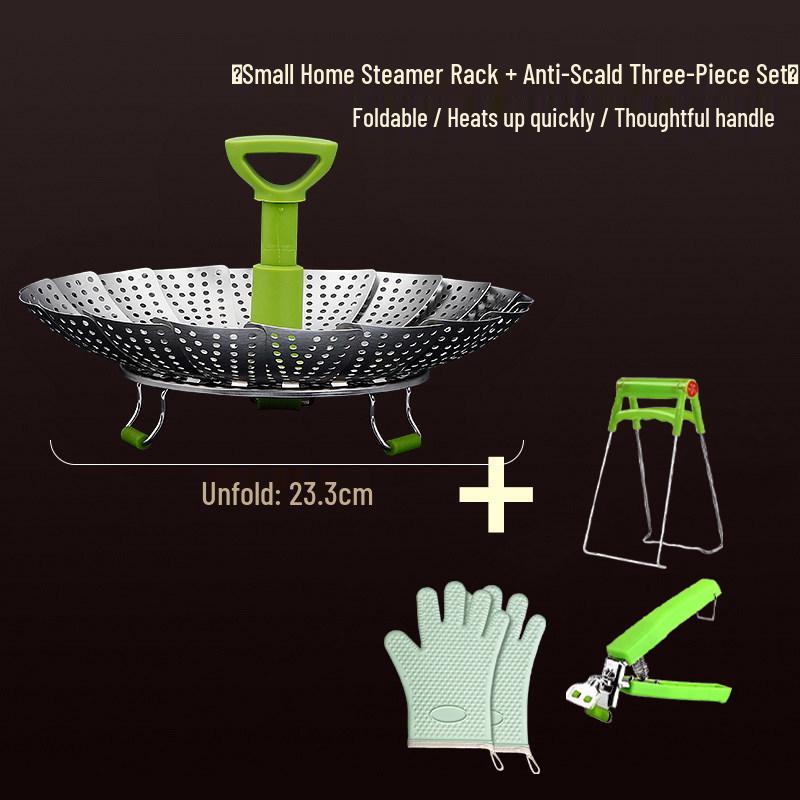 Stainless Steel Foldable Steamer Basket for Vegetables and Bread Cooking