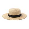 Spring and summer new fashion pattern wavy edge straw straw flat top top hat, webbing decorative sunshade beach flat top straw hat