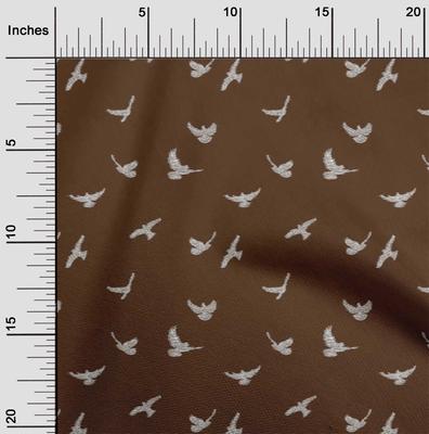 Tejido de Algodón y Lino Estampado Ikat de Pájaros 1 Yarda de Ancho 40 Pulgadas
