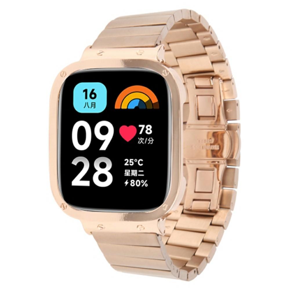 For Xiaomi Redmi Watch 3 Lite Stainless Steel Replacement Strap with Metal Watch Case