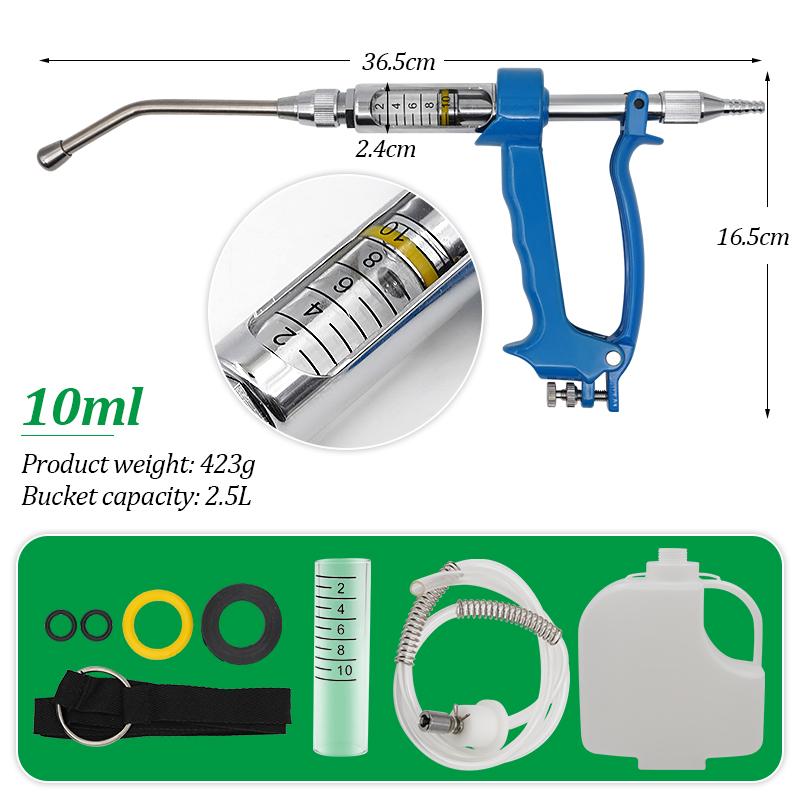 5ml 10ml 20ml 30ml Veterinary Metal Feeding Gun Continuous Drench Gun for Cattle Sheep Goat Drenching Gun with Bottle Farm Tools