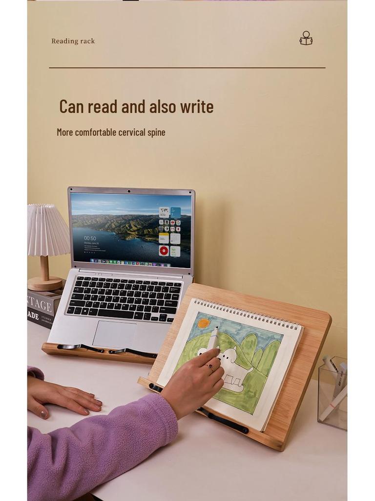 Nastavitelný bambusový stojan na čtení pro děti a studenty