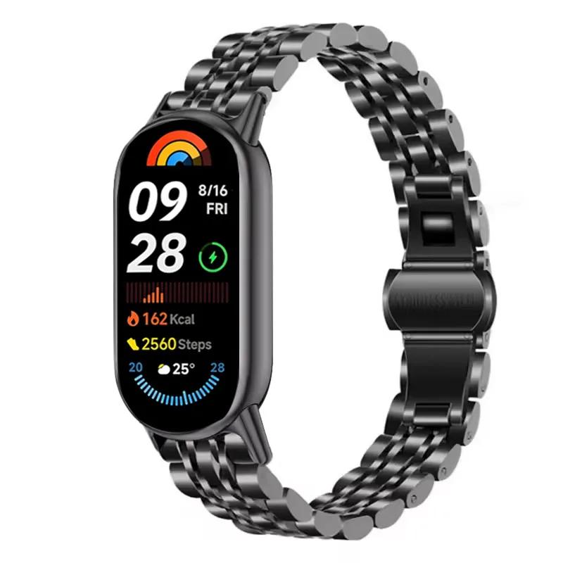 Stainless Steel Strap for Xiaomi Mi Band 10/9/8 Women Men Metal Watch Correa for Miband 8/9 Replacement Wristband Bracelet