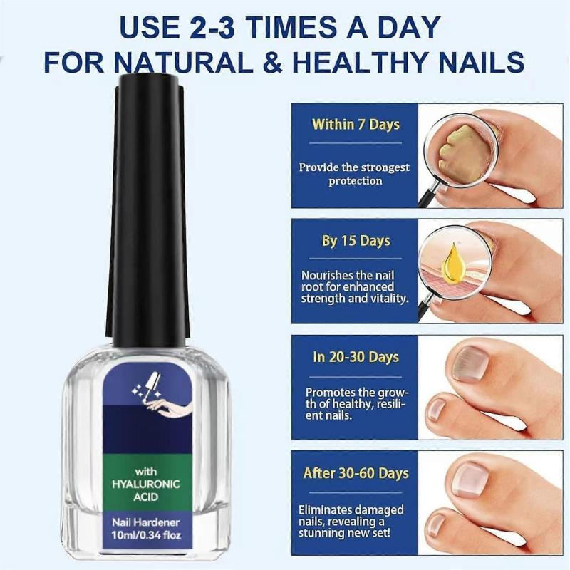 3x Hyaluronic Acid Nail Strengthener, Fast Nail Growth Serum, Anti-Brittle Nail Polish Hardener Natural Damaged Nails Treatment