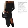 Frauen Herbst Winter, Figurbetontes Kleid Schulterfrei Langarm Schlitz Saum Slim Fit Enges Party Midikleid Einfarbiges Hüftwickelkleid