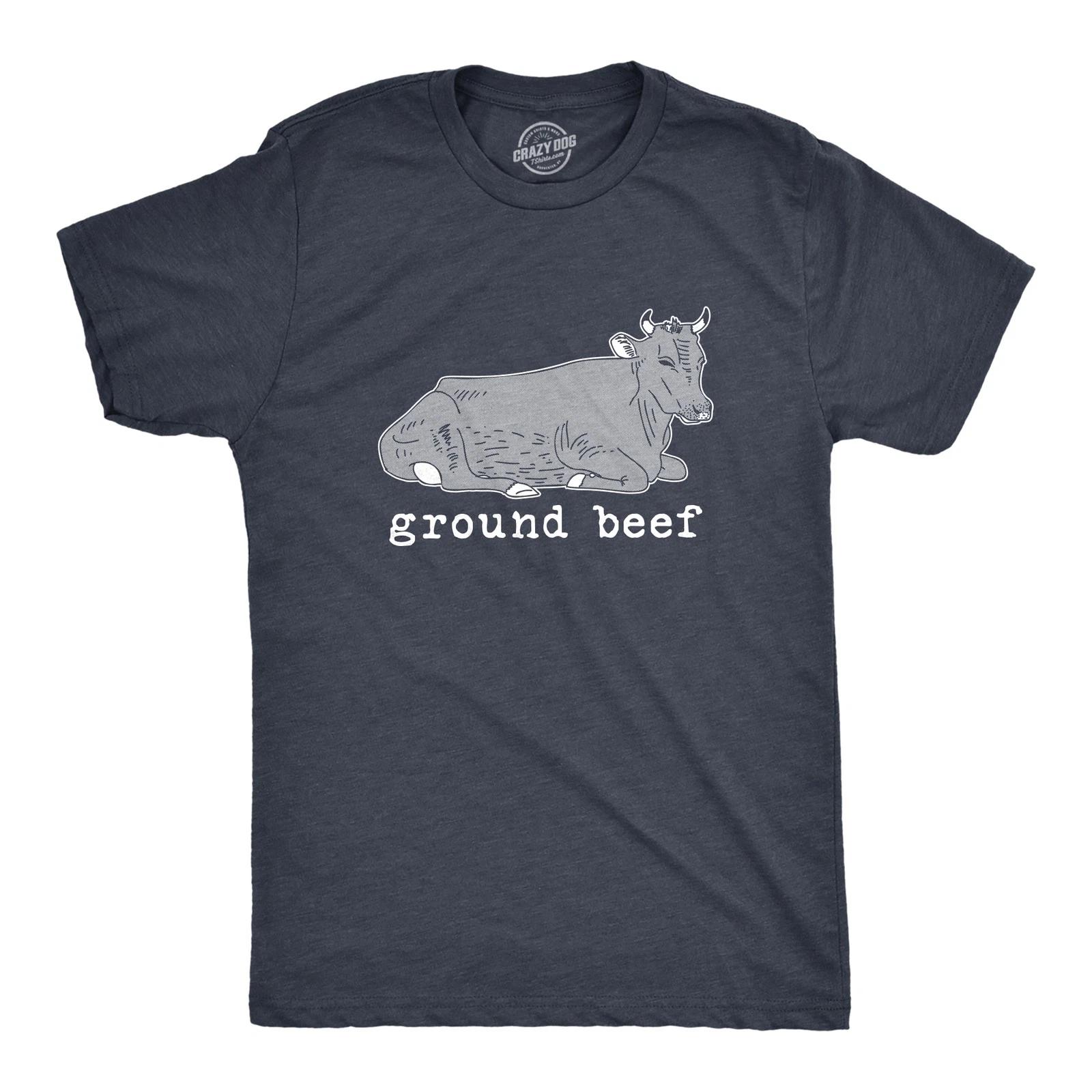 Mens Ground Beef T Shirt Funny Dad Joke Sitting Cow Novelty Tee XXL