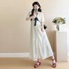 2026 Summer College Style French White Doll Collar Maternity Long Dress - Age-Reducing, Loose, and Slimming Fit