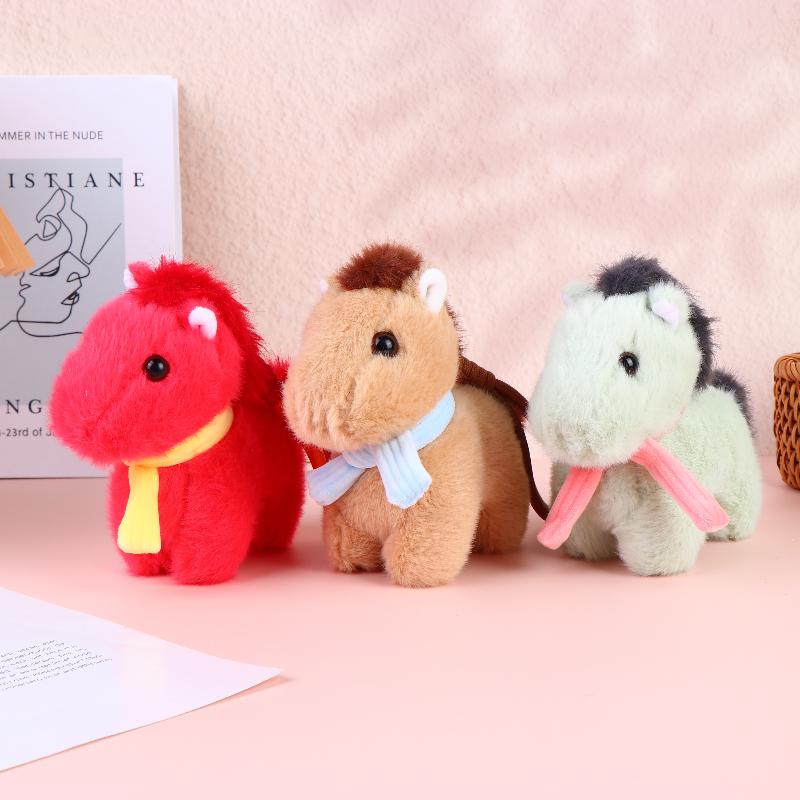 Cartoon Horse Stuffed Keychain Keyring Stuffed Pony Pendant Cute Soft Simulation Horse Keychain Room Decoration Doll