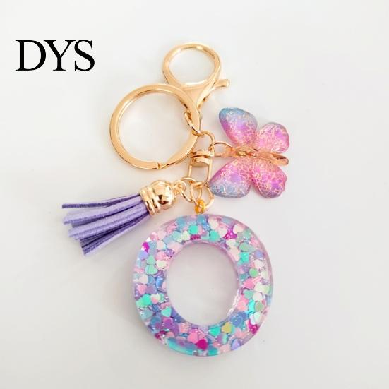 Mobile Phone Charm Butterfly Initial Letter Keychain Pendant Exquisite Practicality Backpack School Relief Craftsmanship Bag Decoration Purple