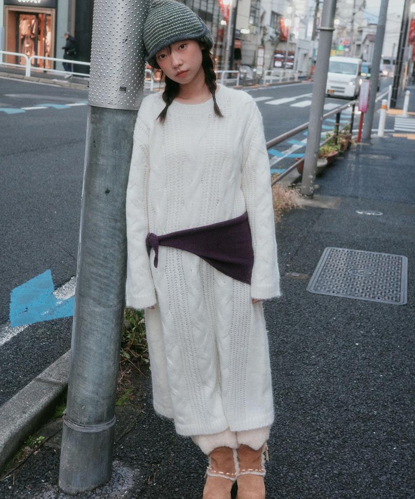 Aueonoseuteljia Cuddle Cable Knit Dress_Ivory(Oc25-Kn26)