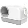 Enclosed Cat Litter Box with Tray, Scoop and Deodorant Bags, in PP, 59x39.5x39.5 cm, White and Grey