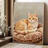 Stretched Frame Pearl Art Kit Cute Orange Cat Pattern DIY Sparkling Bead Canvas Relaxing Hobby Perfect Gift for Craft Enthusiasts Home Decor