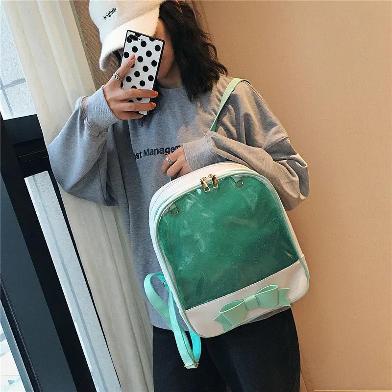 New Trendy Ita Backpack Women Candy Color Transparent School Bags Teenage Girls Japanese Sweet Uniform Bolso Mujer Preppy Style