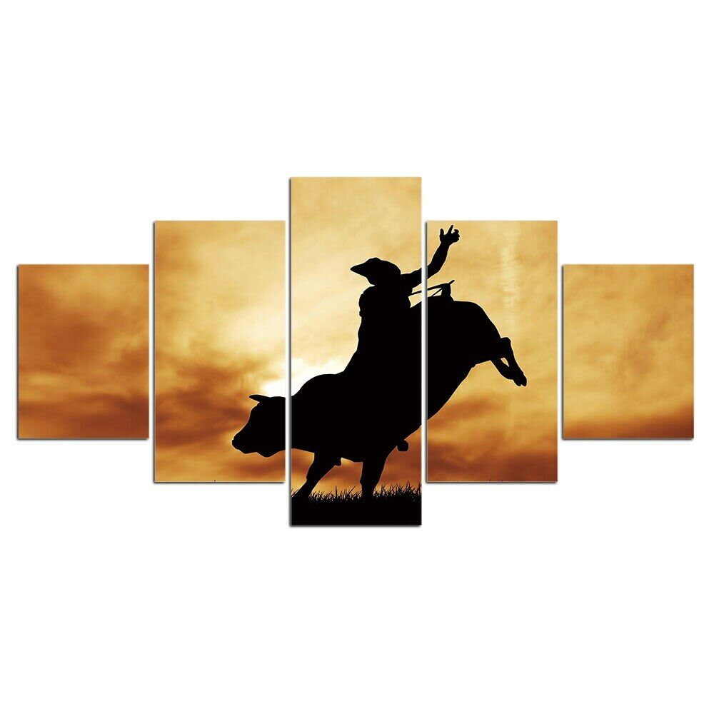 

5 шт. Bull Rider закат пейзаж 5 шт. картины настенное искусство HD печать домашний декор плакат без рамки декор комнаты абстрактный холст