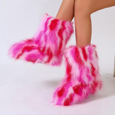 Scarpe Invernali Calde da Donna con Piattaforma in Peluche, Stivali Pelosi in Ecopelliccia, Stivali di Lusso, Nuovi Stivali in Pelliccia di Volpe, Stivali da Neve Morbidi in Pelliccia da Donna