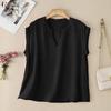 ZANZEA Blusa Casual da Donna con Scollo a V, Colore Unito, Vestibilità Larga, Inserti in Pizzo, Manica Corta