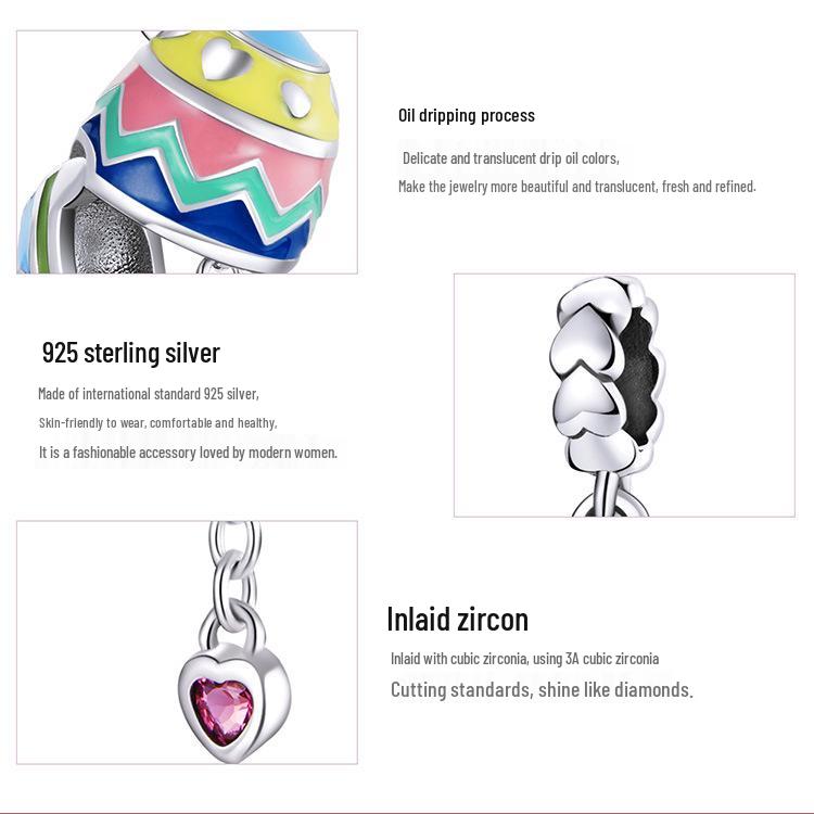 Yinziyun 2021 Ostern Herz Ei Anhänger DIY Perle SCC1753