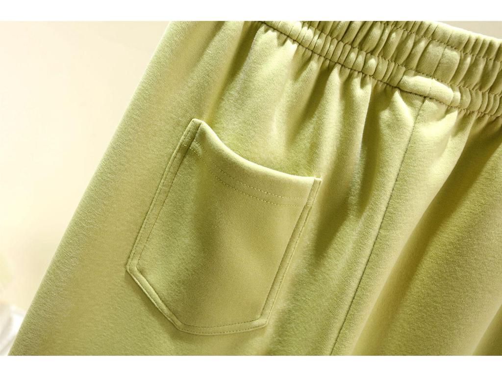 Spring Cotton Colorblock High Waist Casual Banana Pants - Plus Size, Slimming, Versatile Straight Leg with Pockets