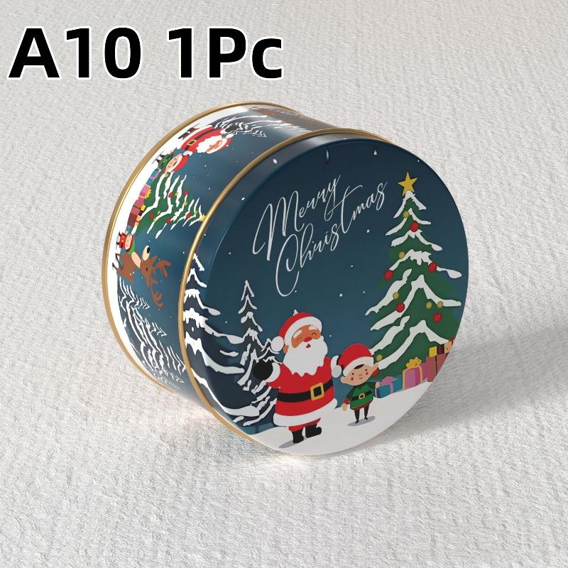 Christmas Tinplate Candy Tin Can Metal Box Cartoon Elk Santa Claus Letter Printed Xmas Candy Cookie Tea Storage Gift Case