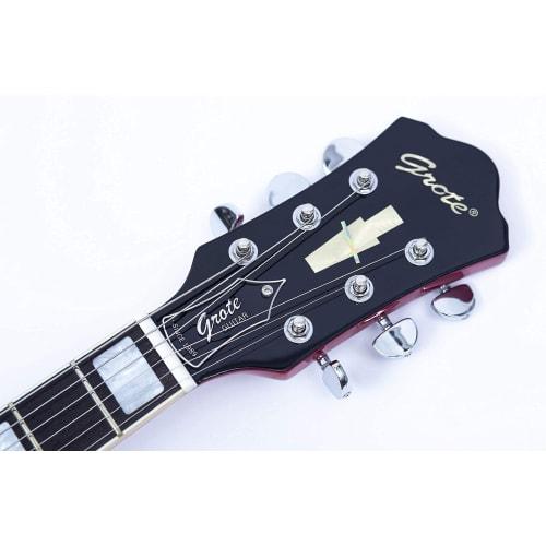GROTE Full Scale Electric Guitar Semi-Hollow Body Guitar Bone Nut (Red)