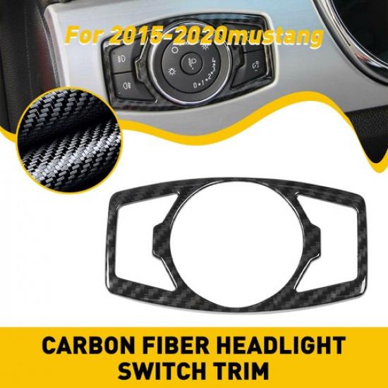 Carbon Interior Fiber Headlight Cover Switch For Trim Ford Mustang 2015- EXV