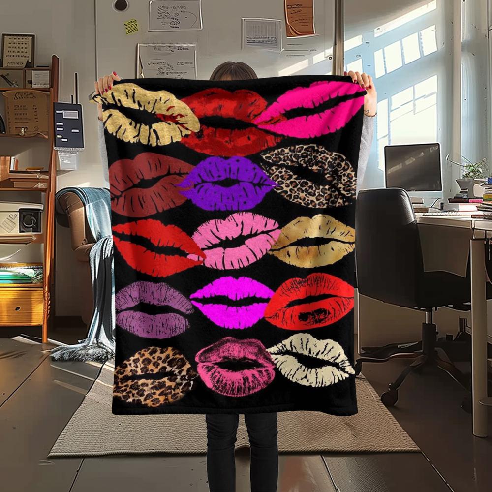 

1Pc Leopard Mouth Print Flannel Blanket, High quality Comfortable for All Seasons, Home Decor, Warmth and Comfort, Perfect for Gifts 80cm x 120cm