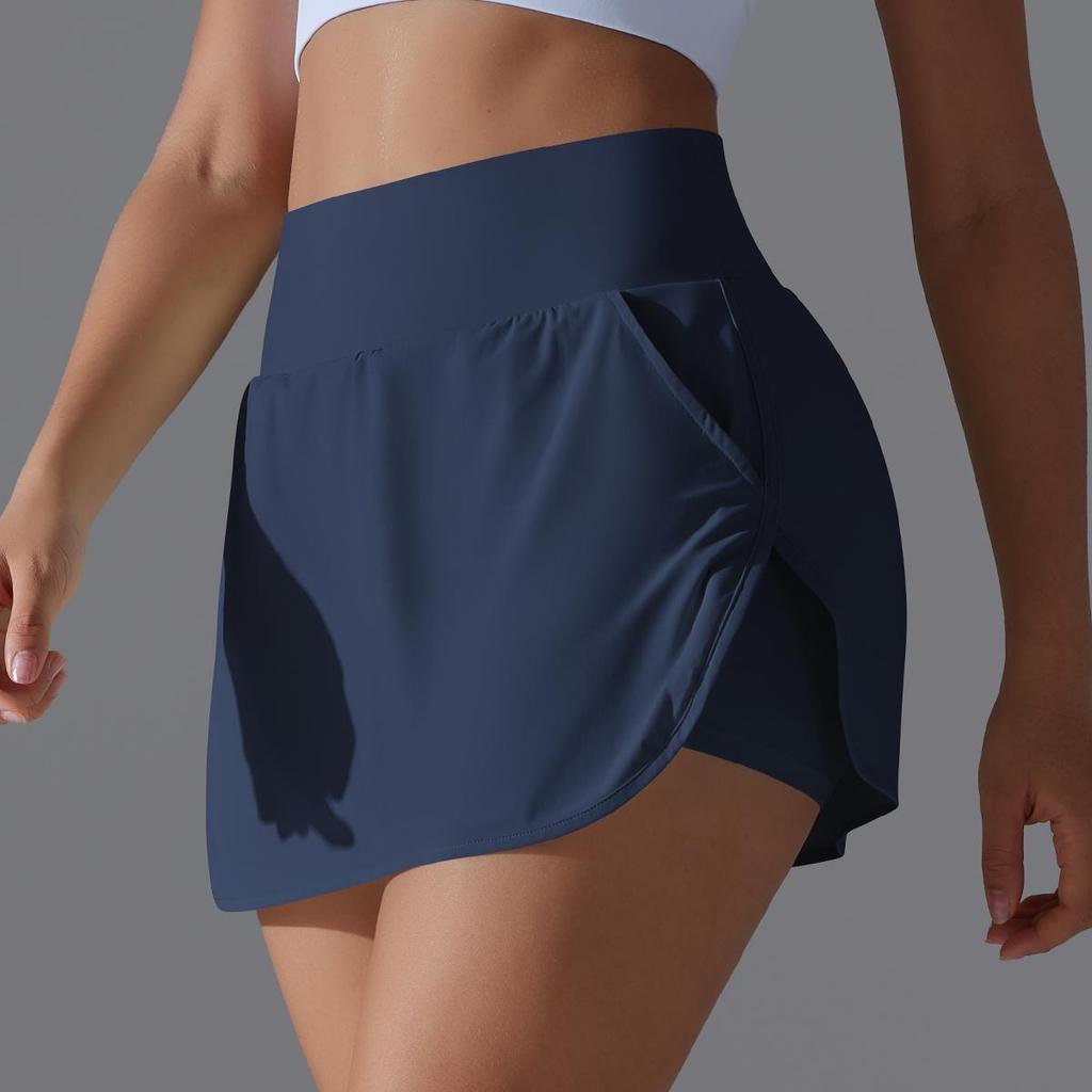 Women Yoga Short Skirts With Porkets Elastic Slim High Waist Sports Skirts Black Summer Hot Girl Skirts
