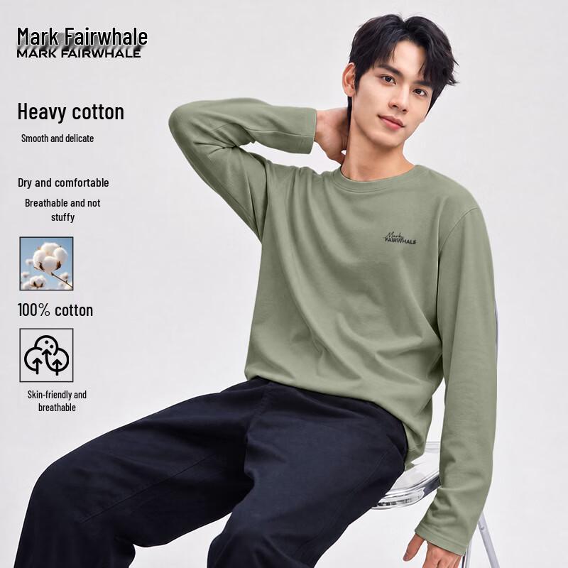 MARK FAIRWHALE Men's Heavyweight Cotton Long Sleeve T-Shirt