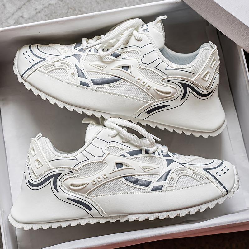 

Мужская обувь новая летняя папа кроссовки на платформе с увеличением роста повседневная универсальная сетчатая дышащая спортивная повседневная обувь 44 белый