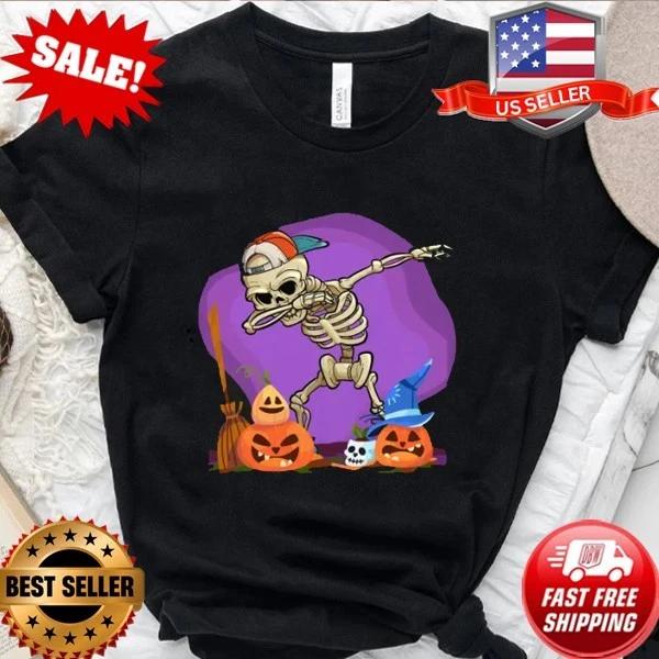 NEW Cartoon Skeleton Doing a Dab Halloween T-Shirt S-5XL