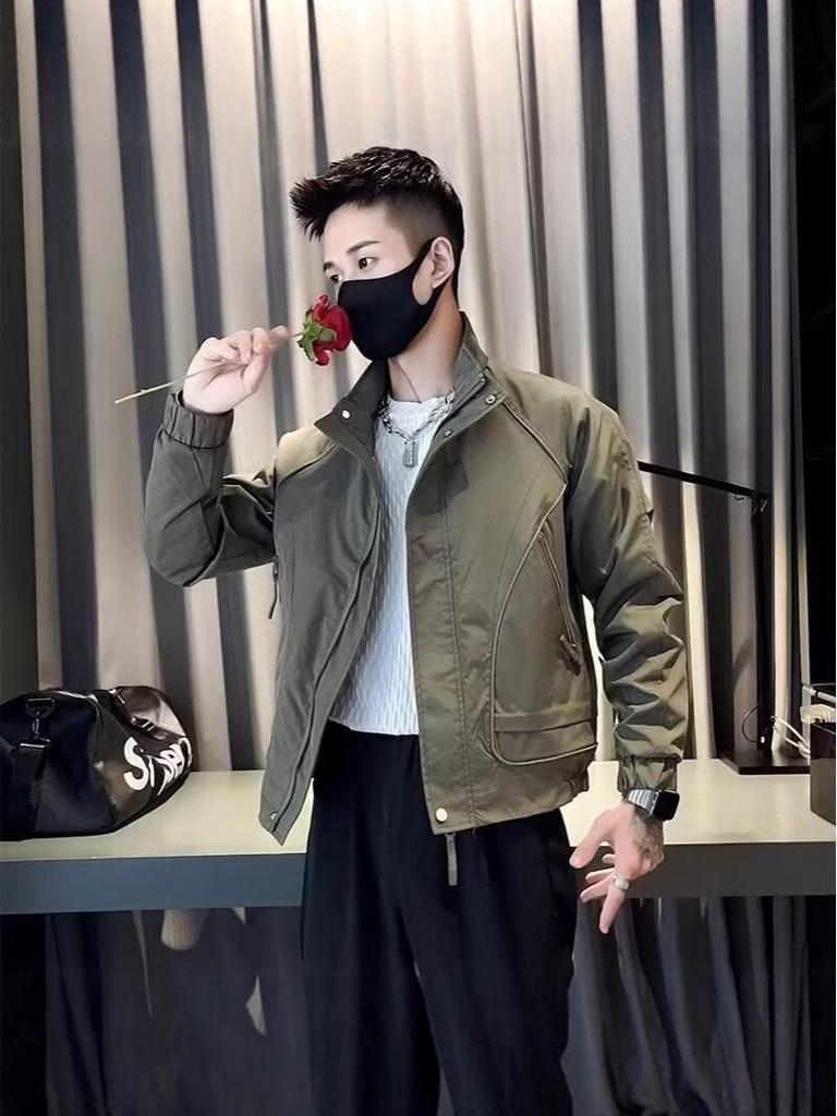 Men's Trendy Stand Collar Workwear Jacket - Cool & Casual Spring/Autumn Outerwear