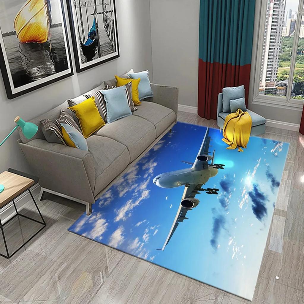 Airplane Carpet Sky Sunset Scene Area Mat For Kitchen Bathroom Entrance Door Anti-Slip Absorbent Mat Teens Bedroom Home Decor