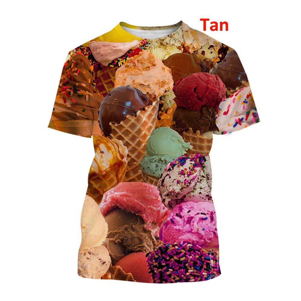 Colorful Ice Cream 3D Printed Top Casual Short Sleeve T-shirt for Adults Summer Plus Size Men's T-shirt