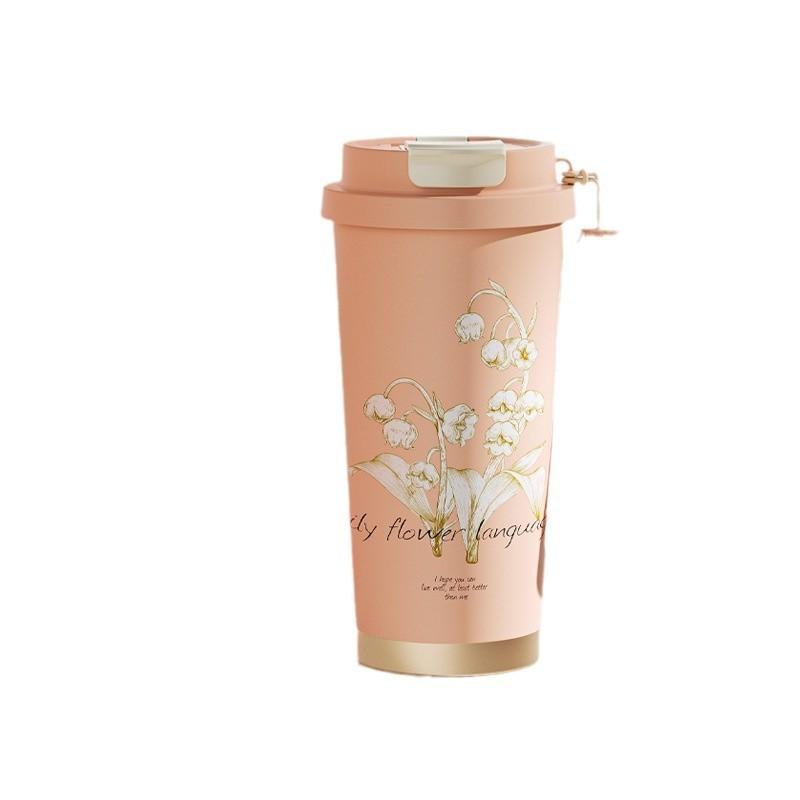 Convallaria Flower Insulated Water Bottle With Stainless Steel Vacuum For Travel And Gifts